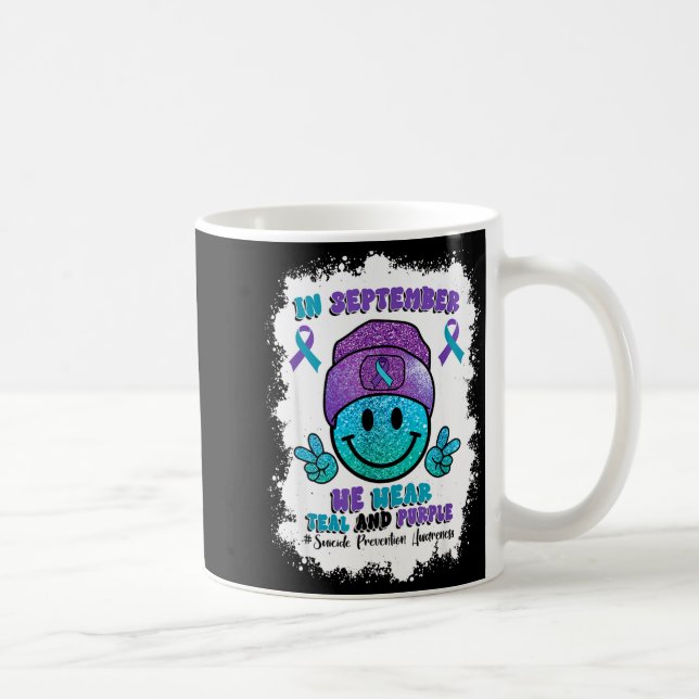 Mug In September We Wear Teal Purple Ribbon Suicide Pr (Droite)