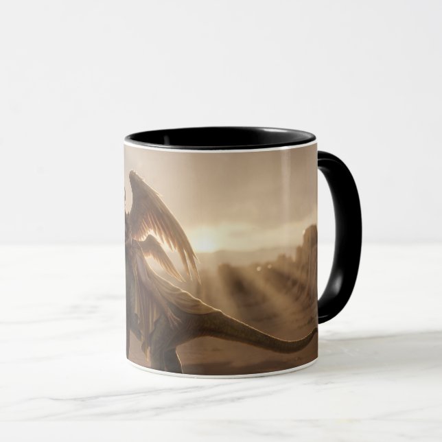 Mug Inanna de style BD avec dinosaure  (Devant droit)