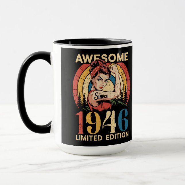 Mug Incroyable depuis 1946 Rétro 80 ans Anniversaire F (Gauche)