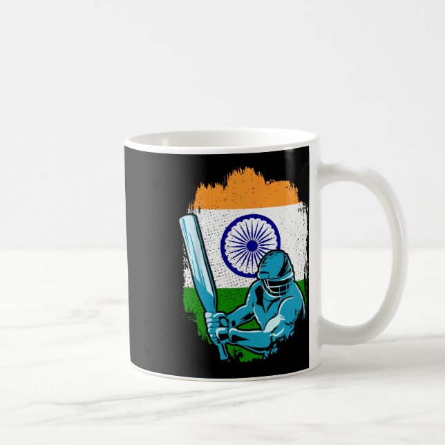 Mug India Cricket Player Indian Flag Cricket Fan  (Droite)
