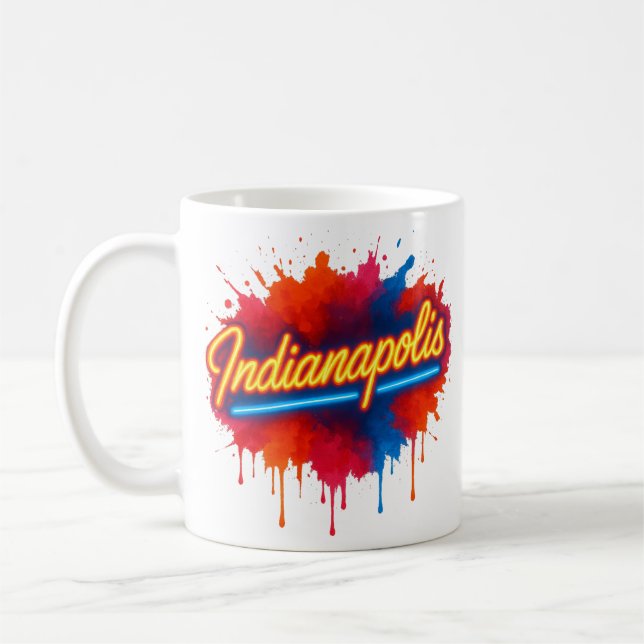 Mug Indianapolis Neon Retro Paint Splash coloré (Gauche)