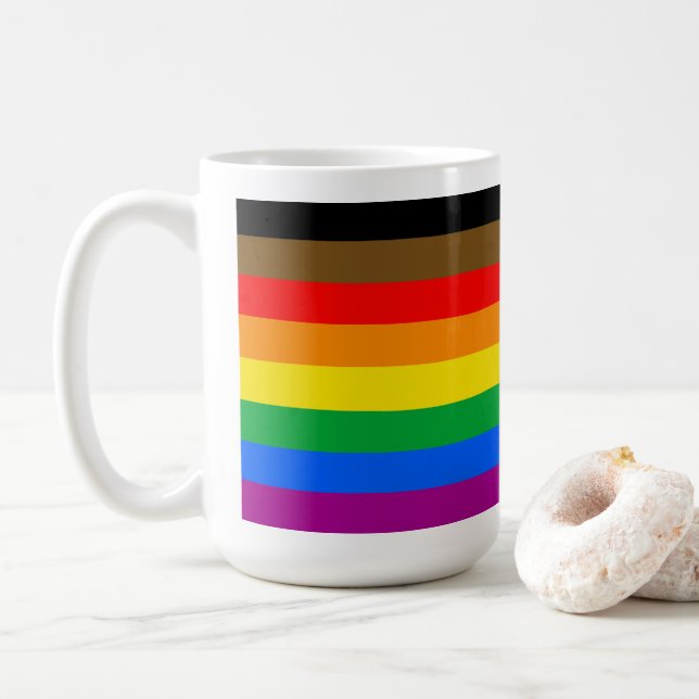 Mug Indicateur de fierté LGBTQ (8 bandes) (Avec donut)