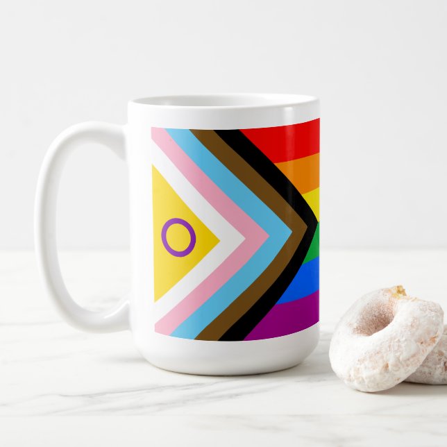 Mug Indicateur de la fierté de progrès intersexe inclu (Avec donut)