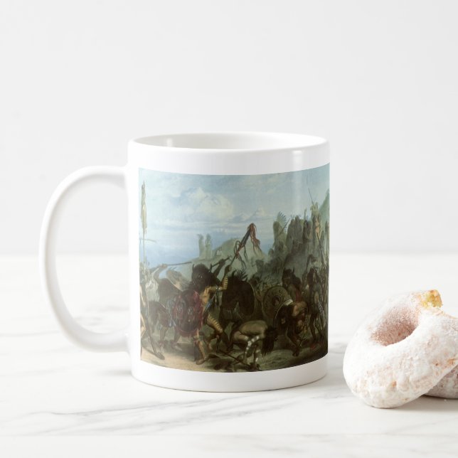 Mug Indiens d'autrefois, Danse du bison par Karl Bodme (Avec donut)