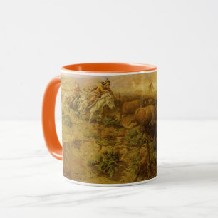 Mug Indiens vintages, Chasse au bison par CM Russell