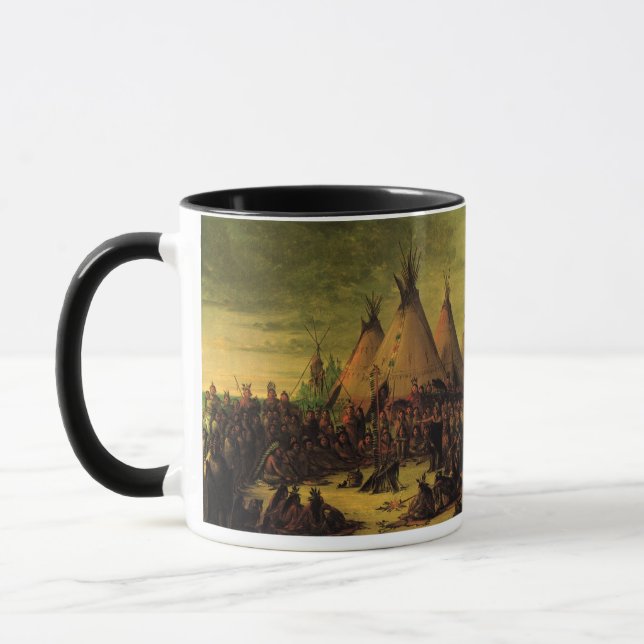 Mug Indiens vintages, Sioux War Council par Catlin (Gauche)