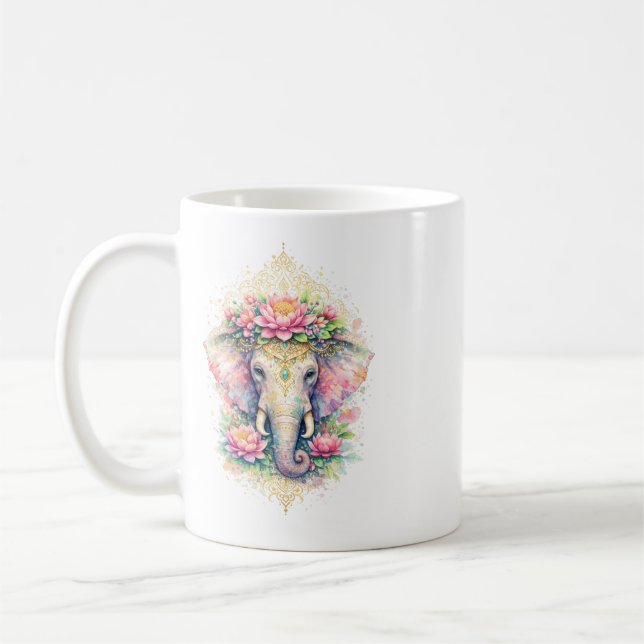 Mug Indischer Frühling - Elefant mit Blumen (Gauche)