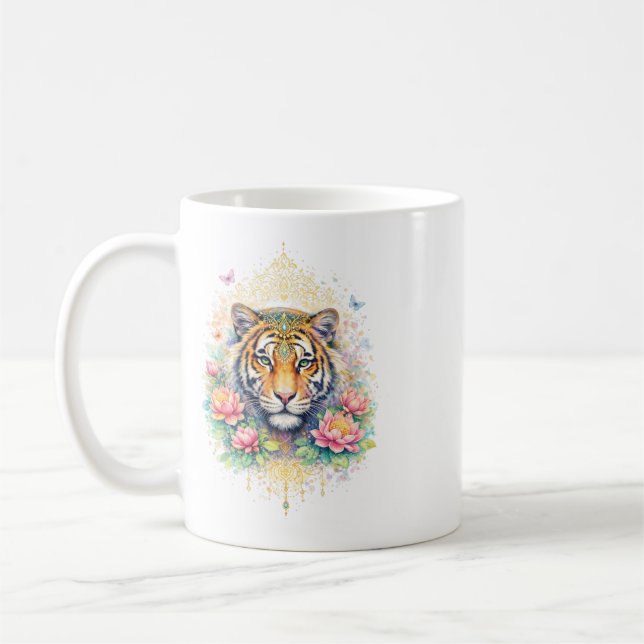 Mug Indischer Frühling - Tiger mit Blumen (Gauche)