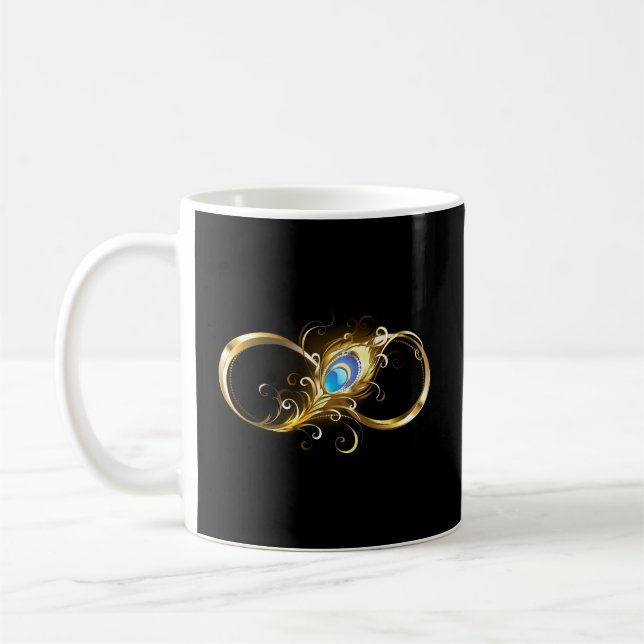 Mug Infinité avec plume de paon doré (Gauche)