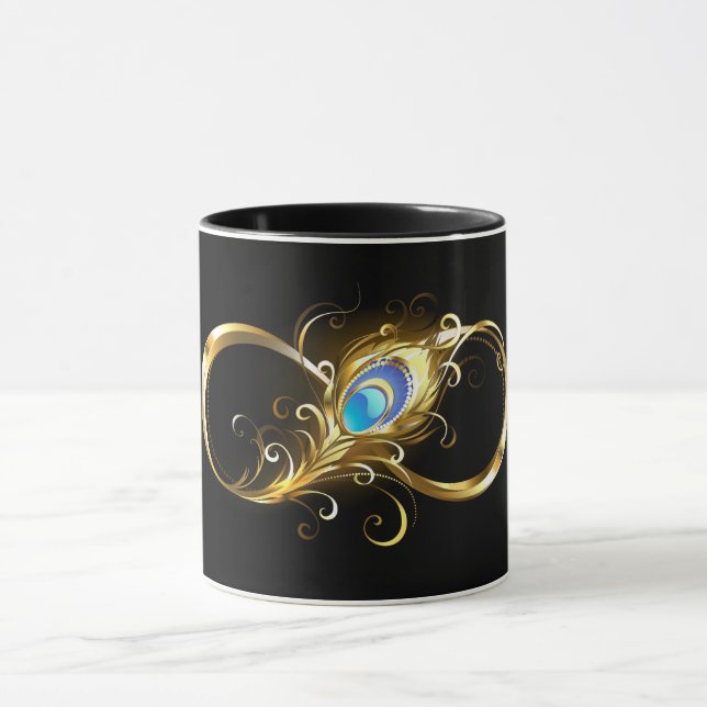 Mug Infinité avec plume de paon doré (Centre)