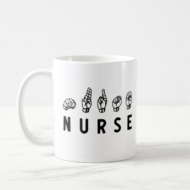 Mug Infirmière ASL langue des signes main Nurse Grad R (Gauche)