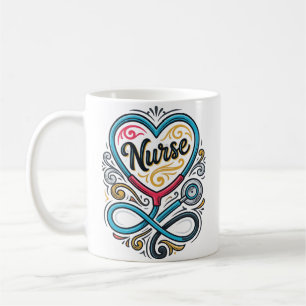 Mug Infirmière Cœur Stéthoscope Dessin de Gravure Vint