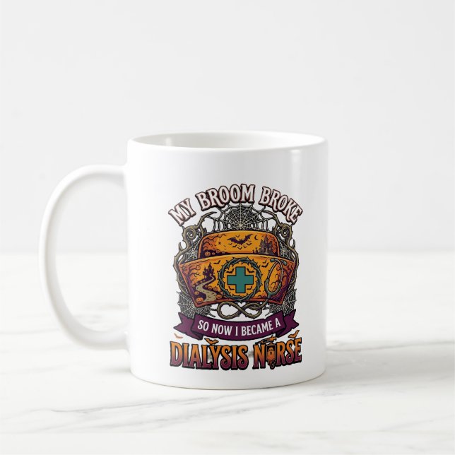 Mug Infirmière de dialyse de balai cassé Halloween Cas (Gauche)