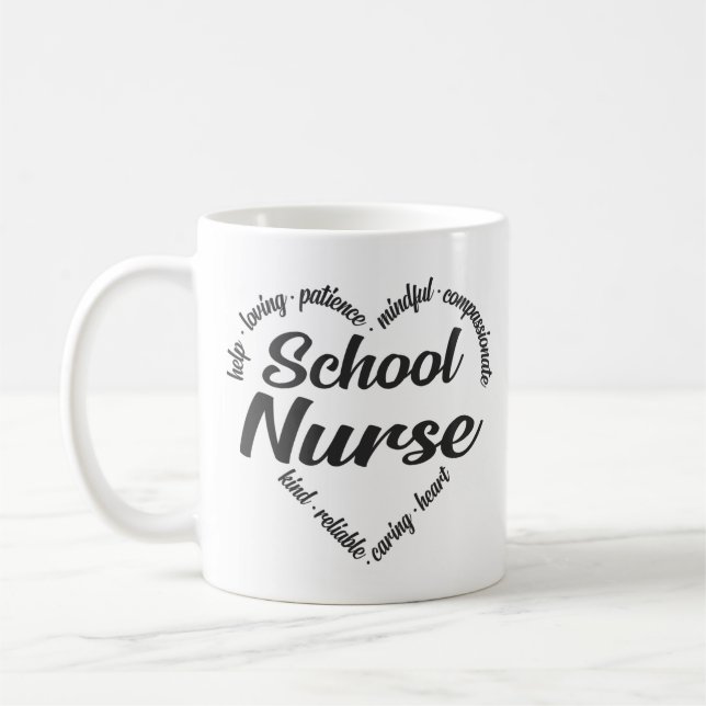 Mug Infirmière de l'école Coeur Mot Cloud (Gauche)