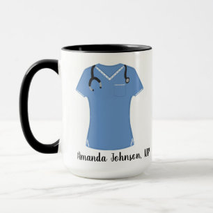 Mug Infirmière de NP personnalisée Praticien Bleu Scru