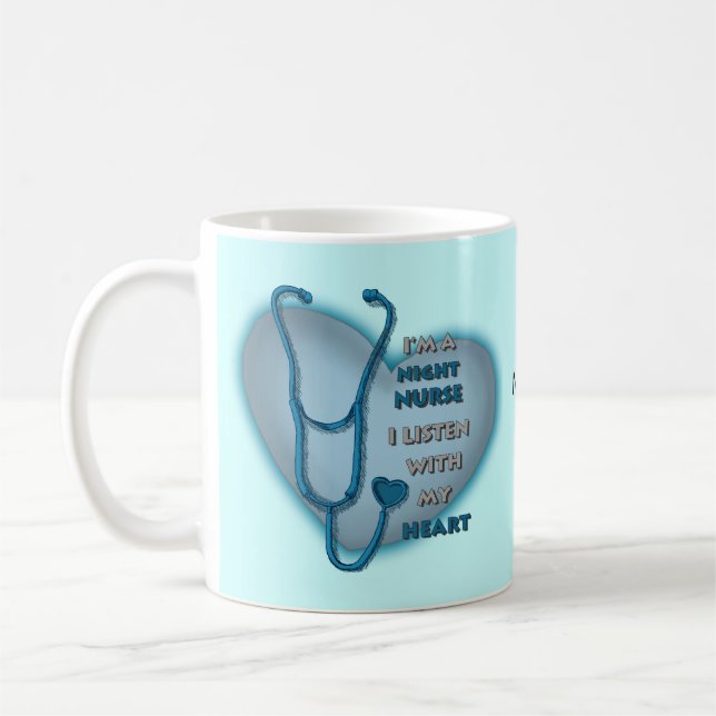 Mug Infirmière de nuit au cœur bleu (Gauche)