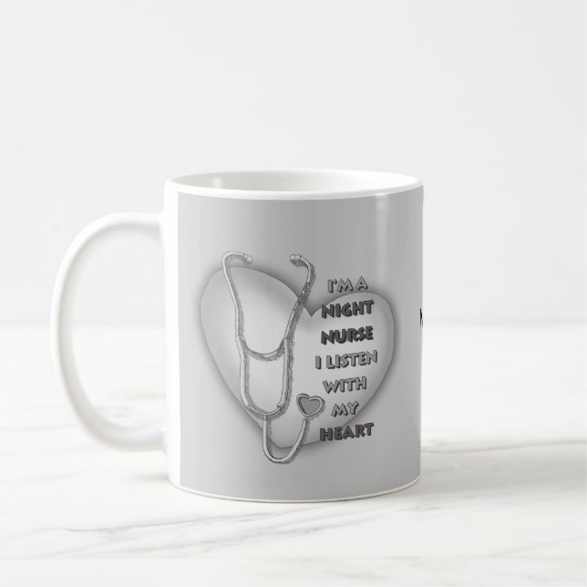 Mug Infirmière de nuit au cœur gris (Gauche)