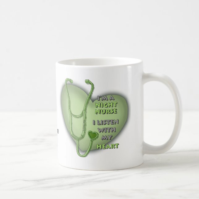 Mug Infirmière de nuit du coeur vert (Droite)