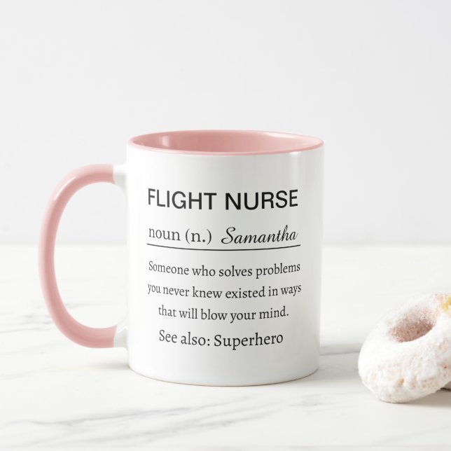 Mug Infirmière de vol personnalisée drôle Définition (Avec donut)