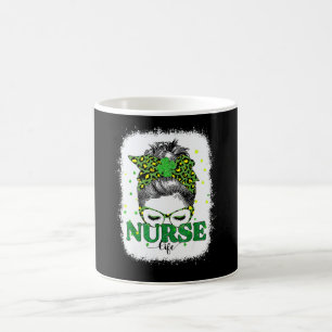 Mug Infirmière décolorée Vie Noeud décoiffé Léopard St