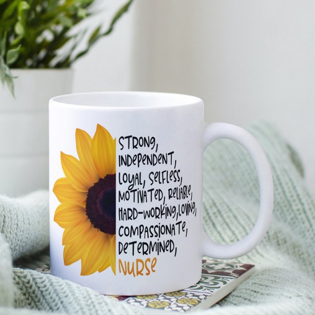 Mug Infirmière Définition Sunflower jaune Travailleur  (Créateur téléchargé)