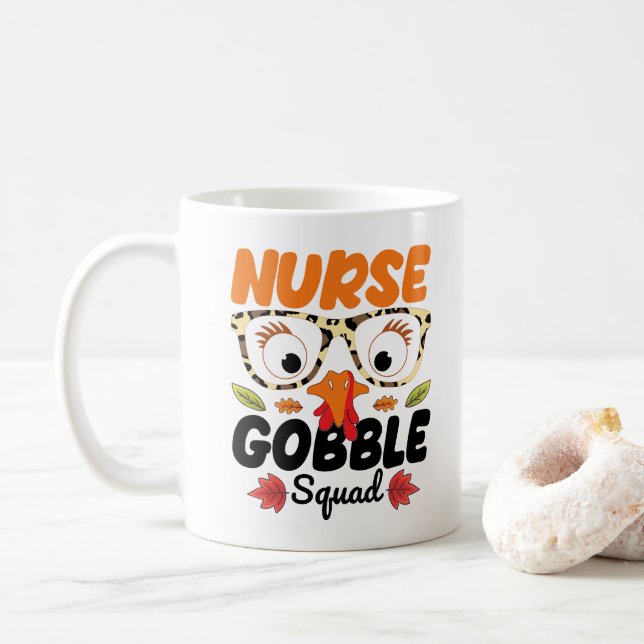 Mug Infirmière Dinde gloussement Escouade Amoureux de  (Avec donut)