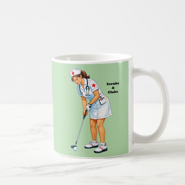 Mug Infirmière diplômée en uniforme jouant au golf (Droite)