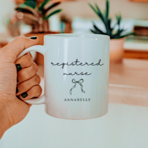 Mug Infirmière Diplômée Personnalisée Minimaliste Écri