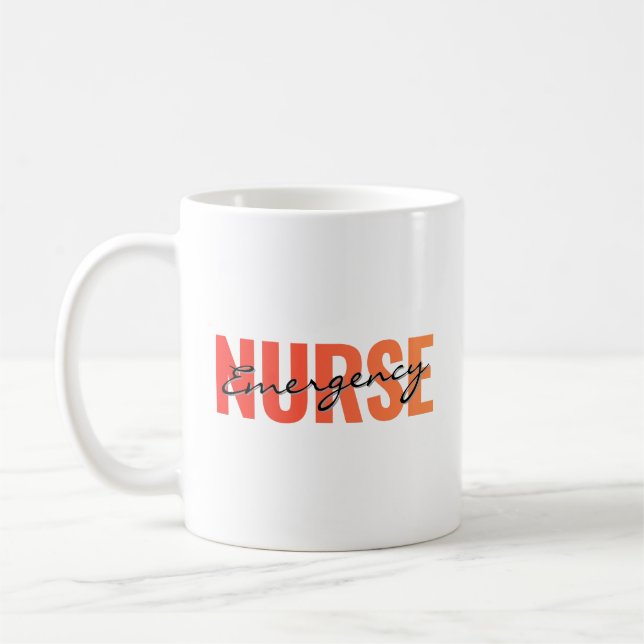 Mug Infirmière d'urgence Life Gras Typographie (Gauche)
