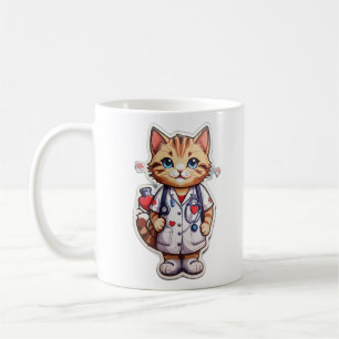 Mug Infirmière en cardiologie du chat mou