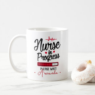 Mug Infirmière en cours Nom personnalisé Infirmière