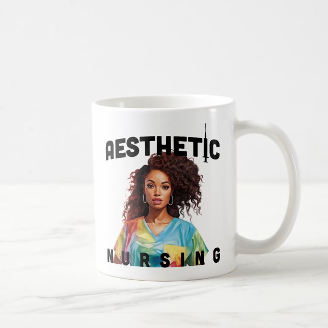 Mug infirmière esthétique noire nom personnalisé rn ca (Droite)