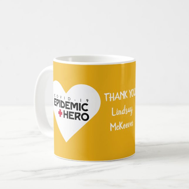 Mug infirmière et médecin Merci, notre héros de l'épid (Devant gauche)