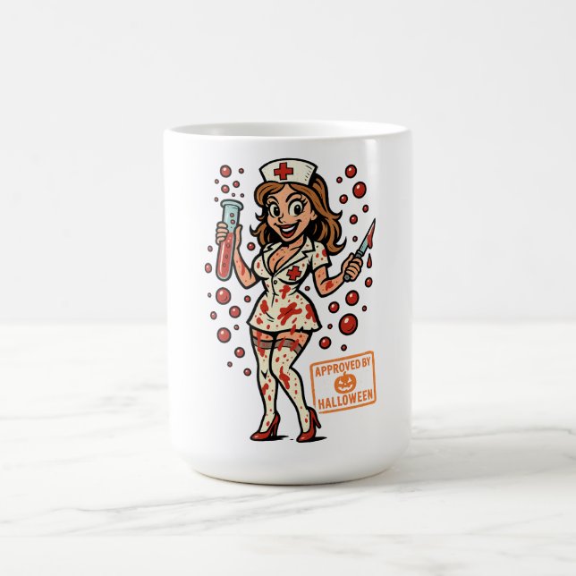 Mug Infirmière Halloween - Caricature Déplaisante (Centre)