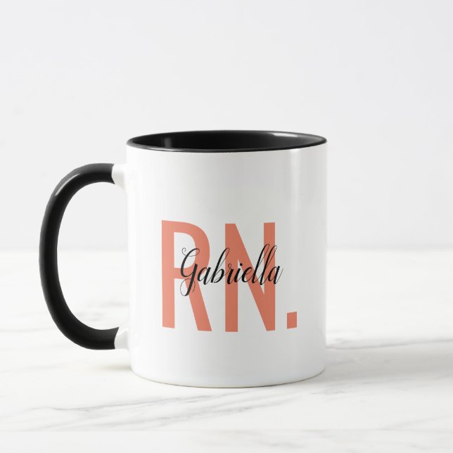 Mug Infirmière inscrite RN Christmas Nom perzonalisé (Gauche)