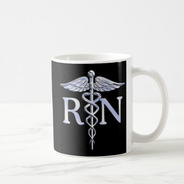 Mug Infirmière inscrite RN Silver Caduceus Snakes Blac (Droite)
