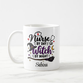 Mug Infirmière le jour, sorcière la nuit Halloween per