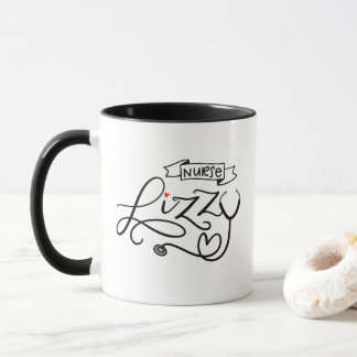 Mug Infirmière Lizzy, écorchée à la main