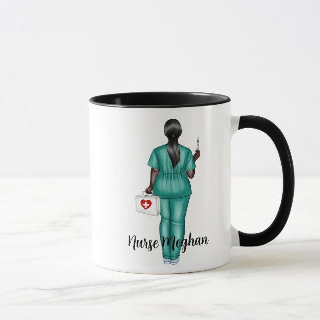 Mug Infirmière LPN personnalisée (infirmière afro-amér (Droite)