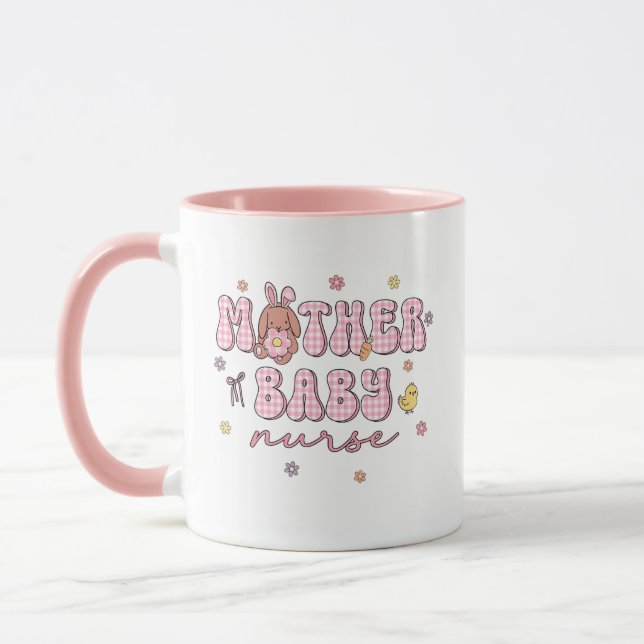 Mug Infirmière Mère Bébé Pâques Jour MBU Lapin de Pâqu (Gauche)