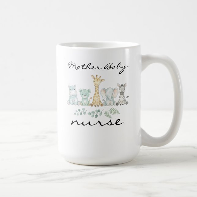 Mug Infirmière Mère Bébé Safari Animaux de la Jungle N (Droite)