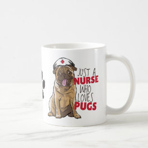 Mug Infirmière Mignonne Aime les Cadeaux de Pug RN Mam