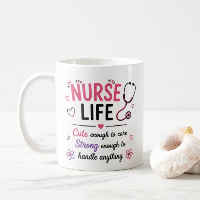 Mug Infirmière Mignonne Cadeau de Vie d'Infirmière (Avec donut)