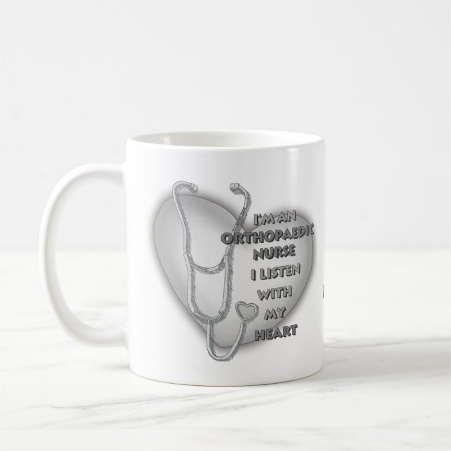 Mug Infirmière orthopédique du coeur gris (Gauche)