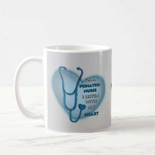 Mug Infirmière pédiatrique Cœur Bleu (Gauche)