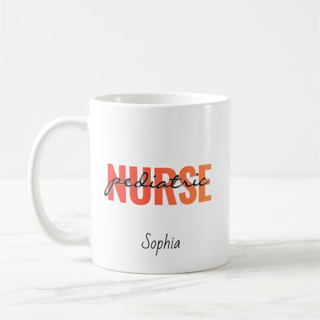 Mug Infirmière pédiatrique personnalisée Nom (Gauche)