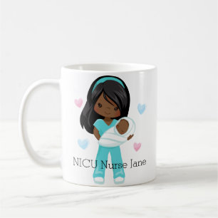 Mug Infirmière personnalisée de l'Afro-américain NICU