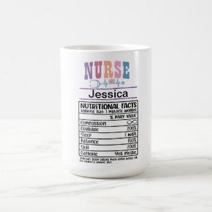 Mug Infirmière personnalisée Faits nutritionnels Drôle