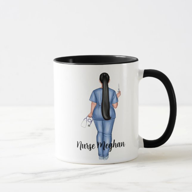 Mug Infirmière personnalisée "LPN Life" (Cheveux foncé (Droite)