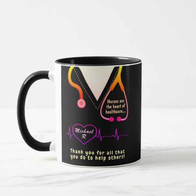 Mug Infirmière personnalisée Merci arc-en-ciel (Gauche)